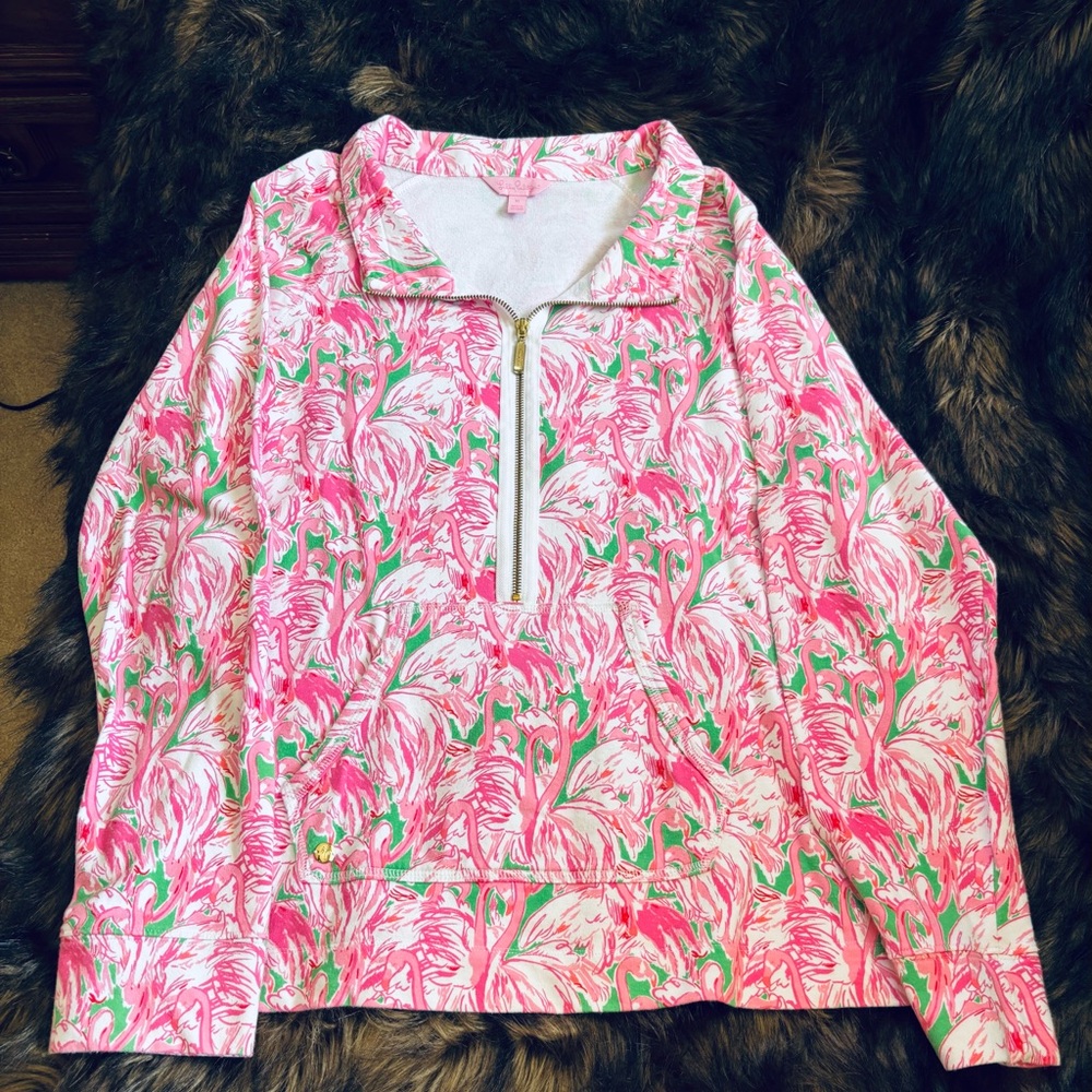 Lilly Pulitzer Pink and Green Flamingo Popover
